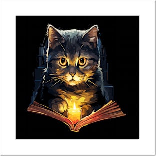 British Shorthair Reads Book Posters and Art